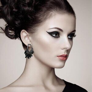 Black 11 Gold Plated Dangle Drop Geometric Statement Jewelry for Women Teen